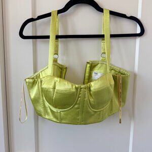 Bronx & Banco Satin Bustier Crop Top Lime Green